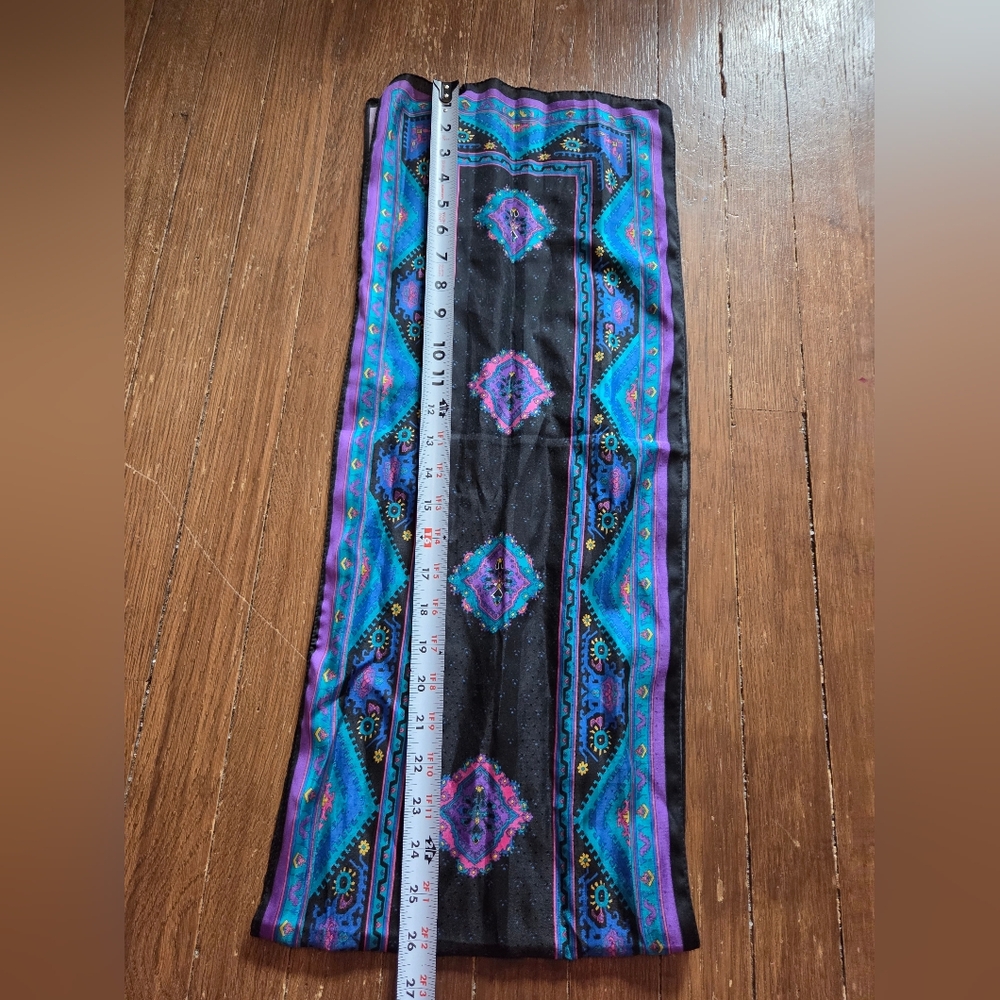 Teal and purple geometric scarf